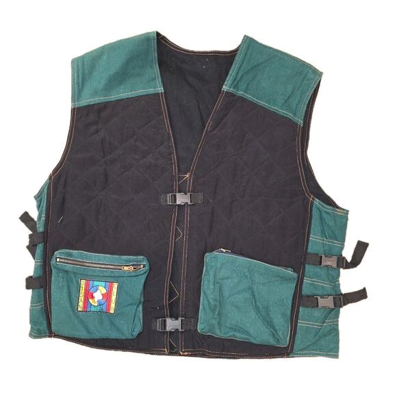 disan Other - Nwt Vintage Disan Black And Green Denim Cargo Convertable Adjustable Vest OS‎
